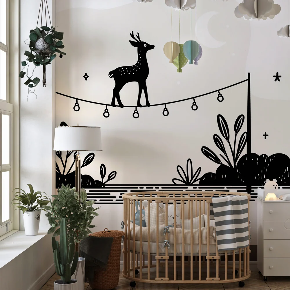 Tapet barnerom | Elegante hjort under stjernene