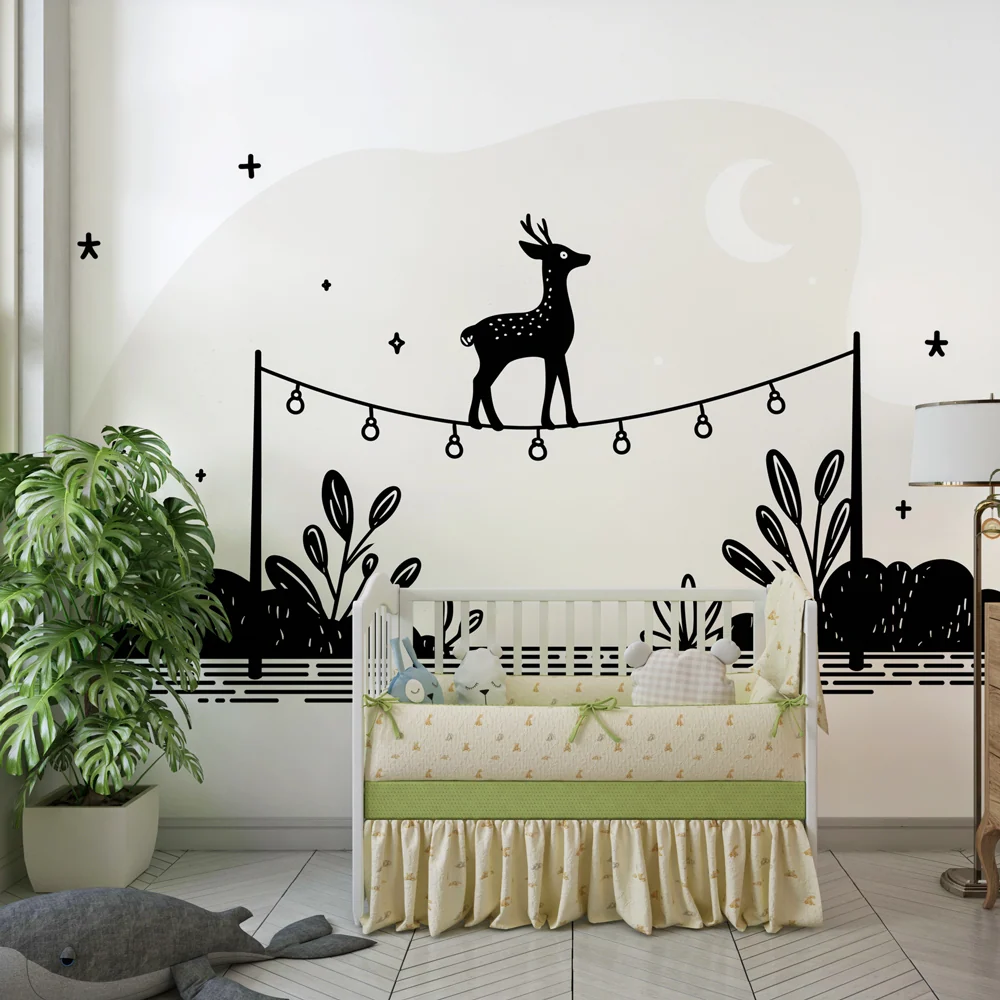 Tapet barnerom | Elegante hjort under stjernene