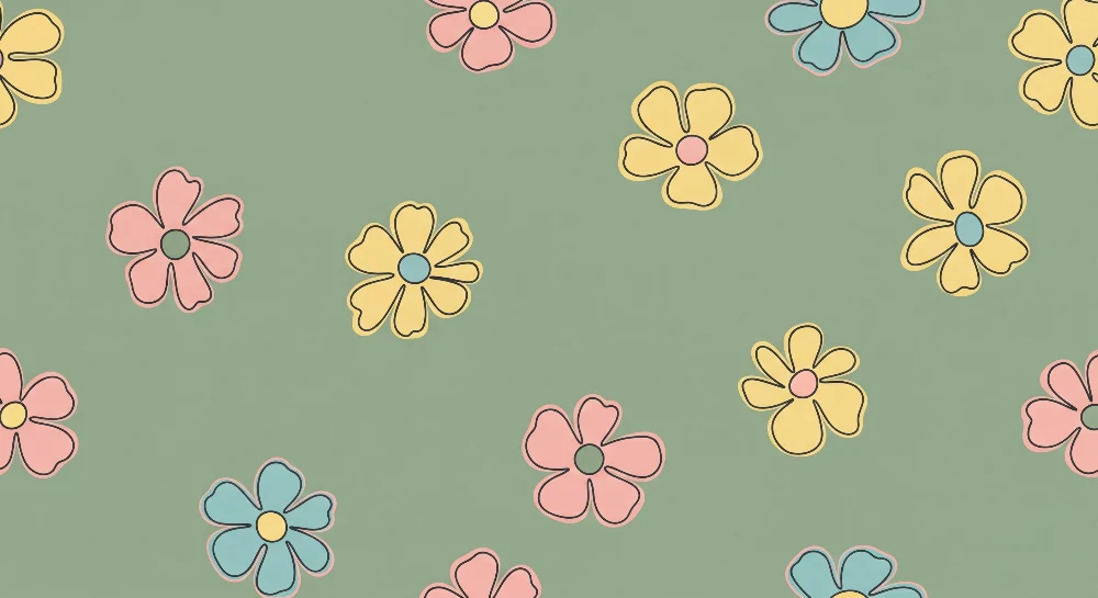 Tapet barnerom | Fargerike blomster på myk bakgrunn