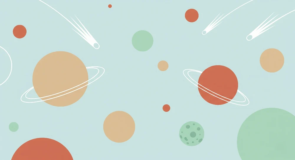 Tapet barnerom | Fargerikt univers og planeter