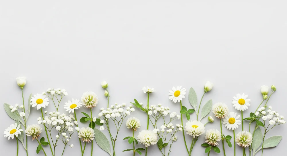Tapet barnerom | Festival av hvite og myke blomster