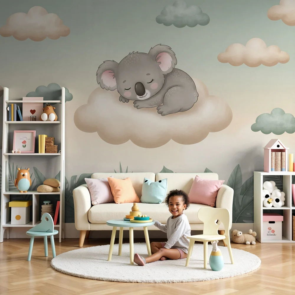 Tapet barnerom | Fredelig koala på en sky