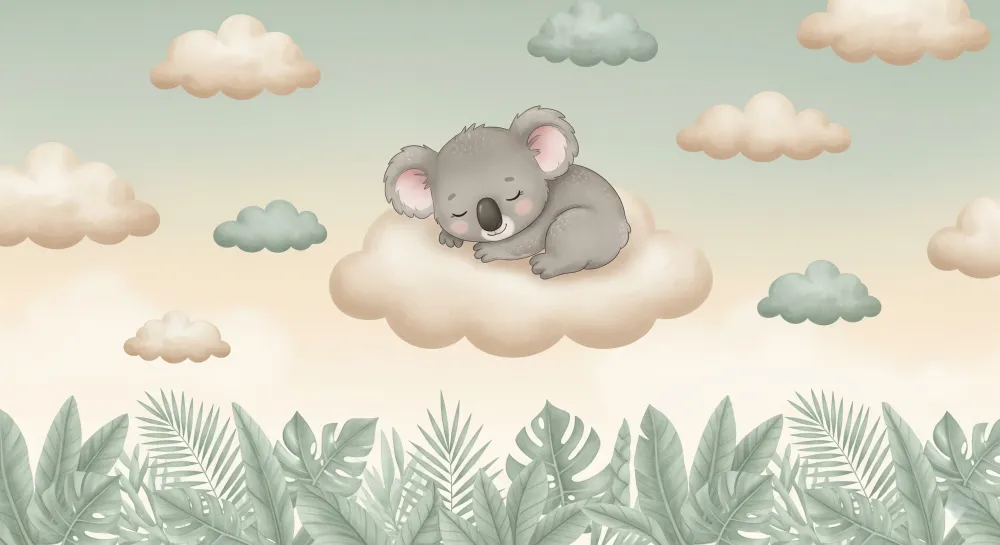 Tapet barnerom | Fredelig koala på en sky