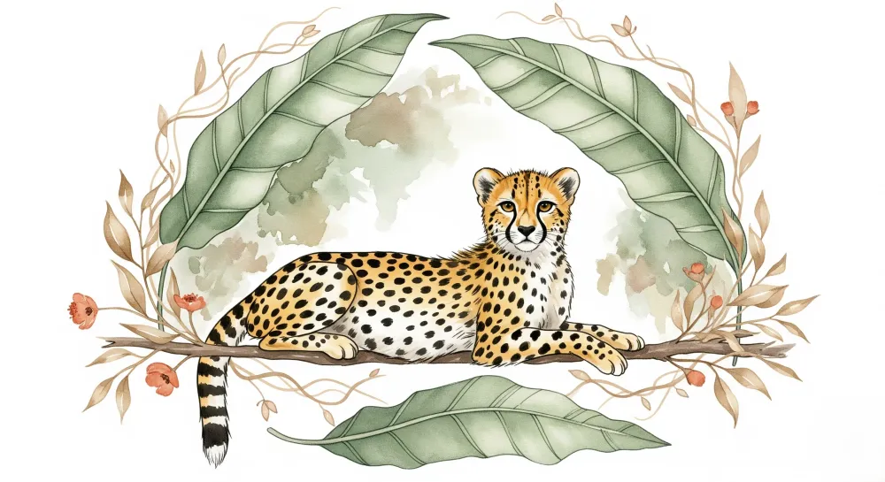 Tapet barnerom | Fredelig leopard under bladene