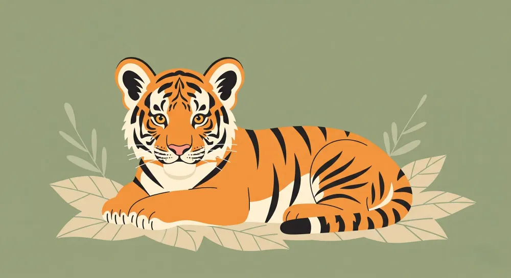 Tapet barnerom | Fredelig tiger i jungelen