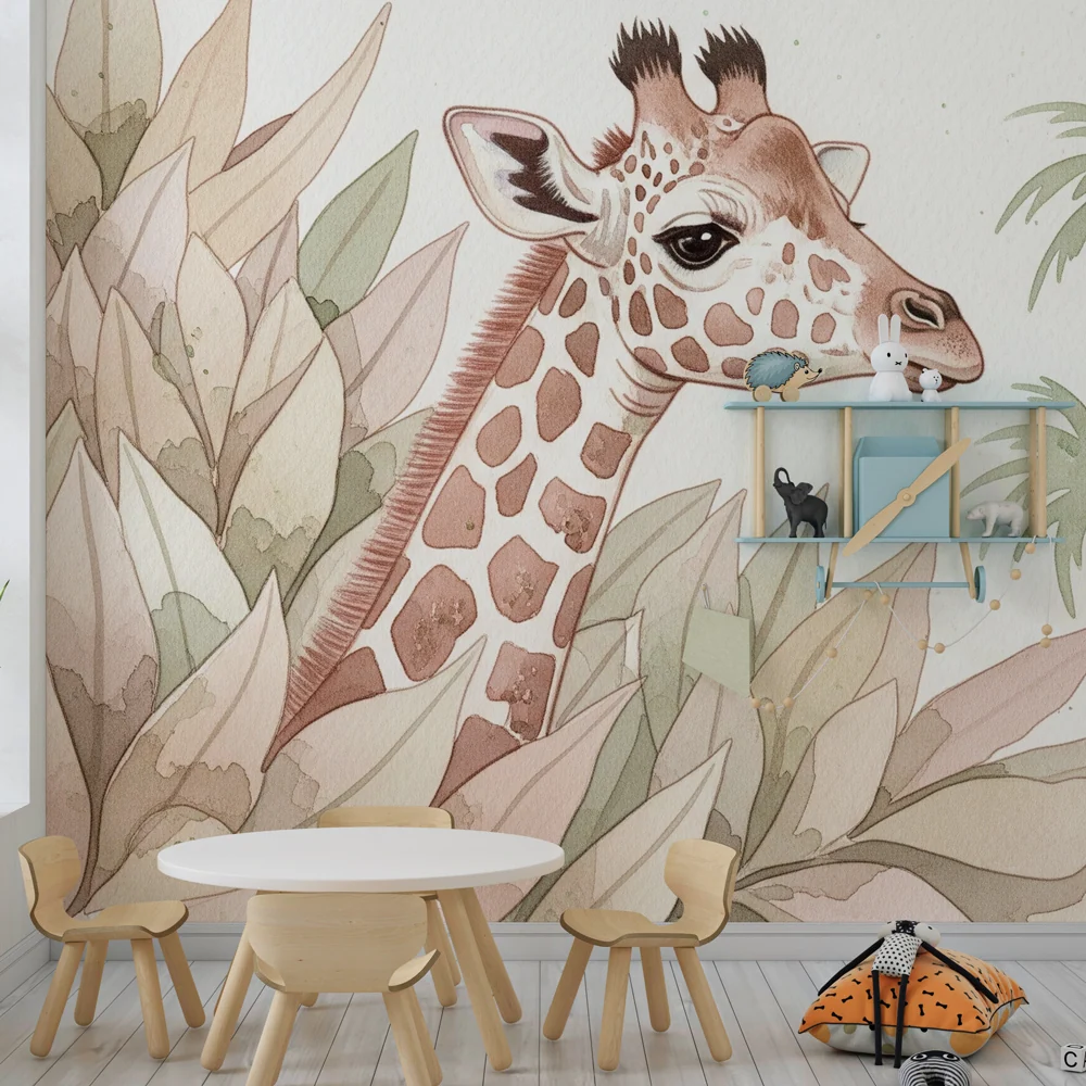 Tapet barnerom | Giraff blant bladene