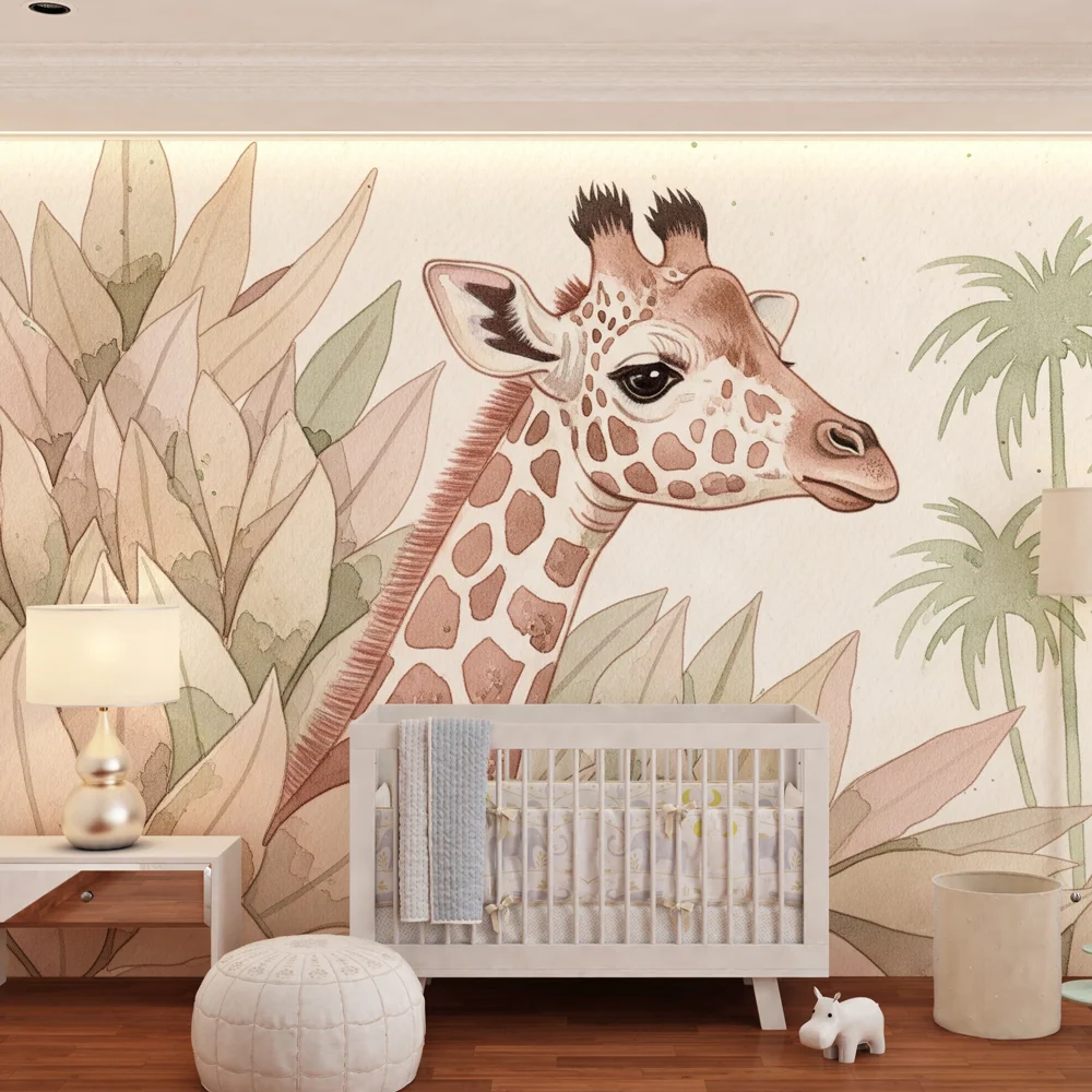 Tapet barnerom | Giraff blant bladene