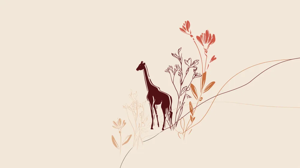 Tapet barnerom | Giraff og delikate blomster