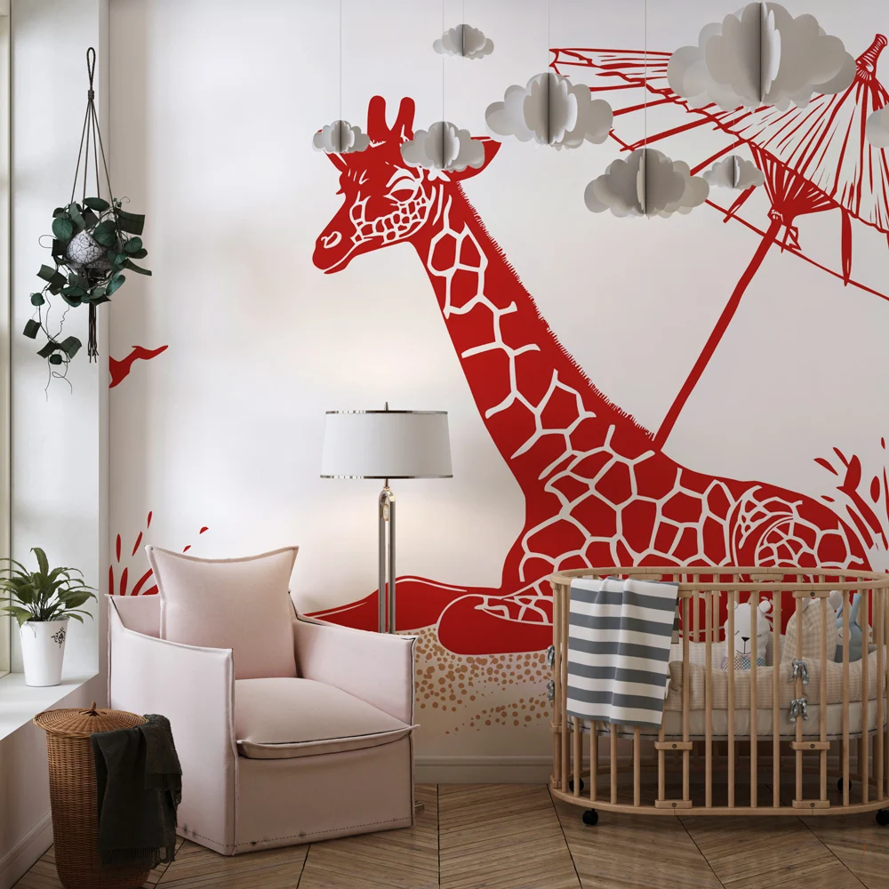 Tapet barnerom | Giraff under en parasoll