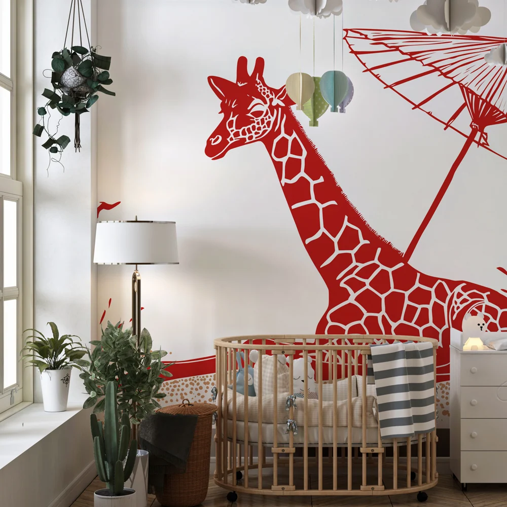 Tapet barnerom | Giraff under en parasoll