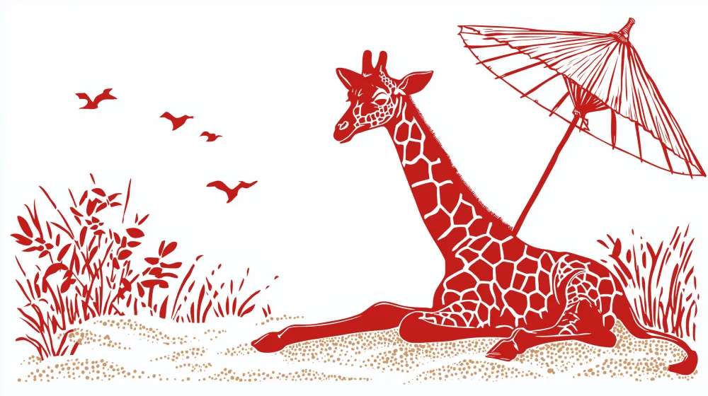 Tapet barnerom | Giraff under en parasoll