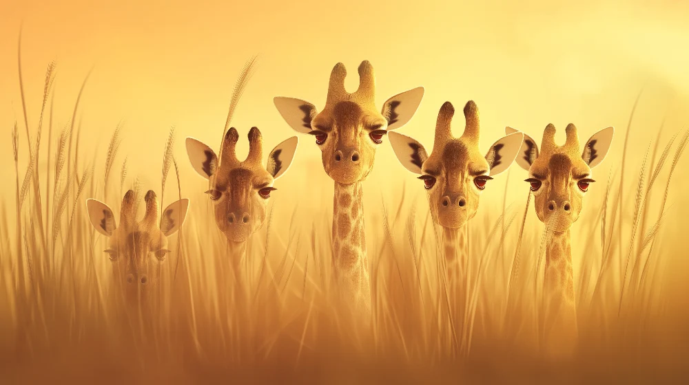 Tapet barnerom | Giraffe sett på savannen