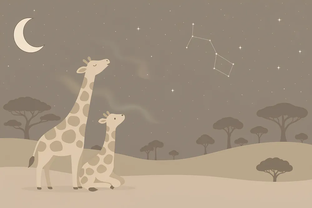 Tapet barnerom | Giraffer under en stjernehimmel