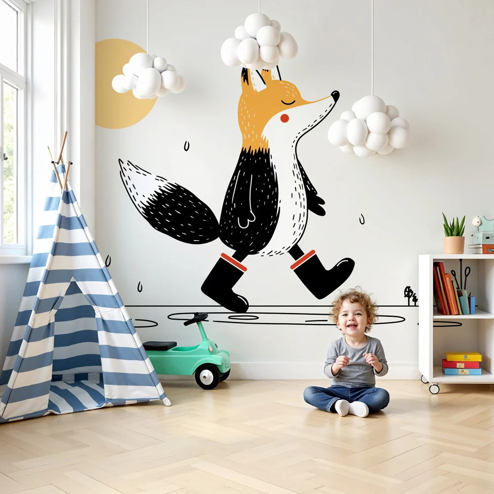 Tapet barnerom | Glad rev under solen