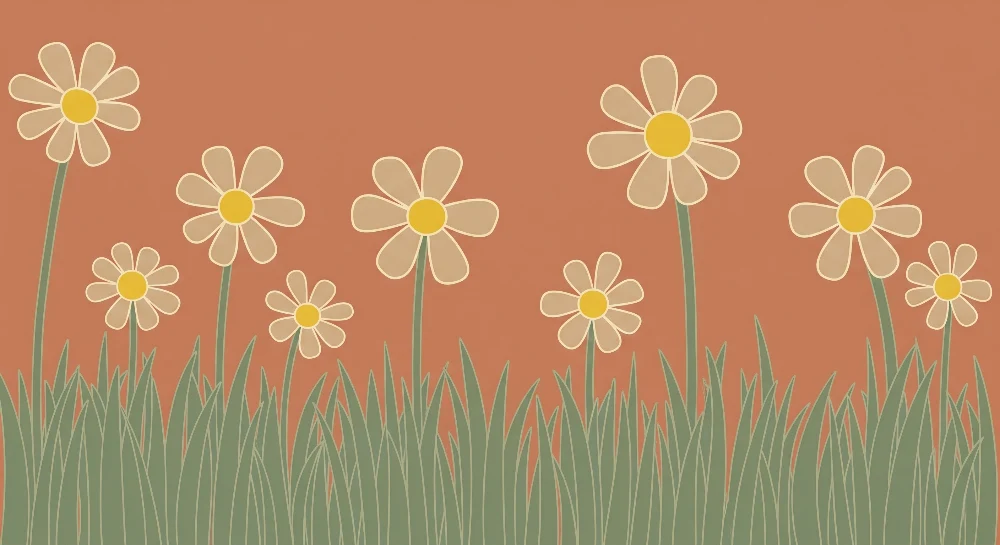 Tapet barnerom | Glade blomster og mykt gress