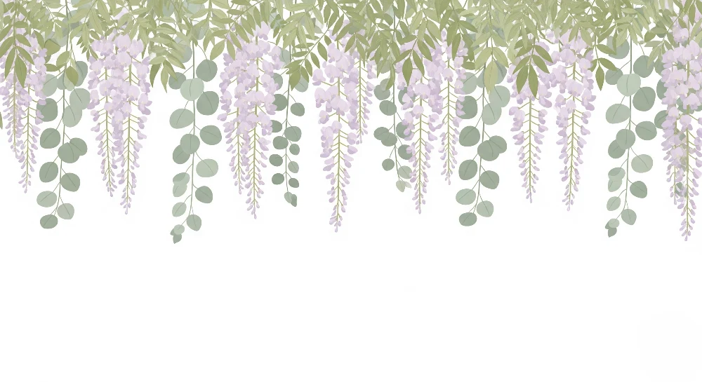 Tapet barnerom | Hengende blomster i lavendelfarge