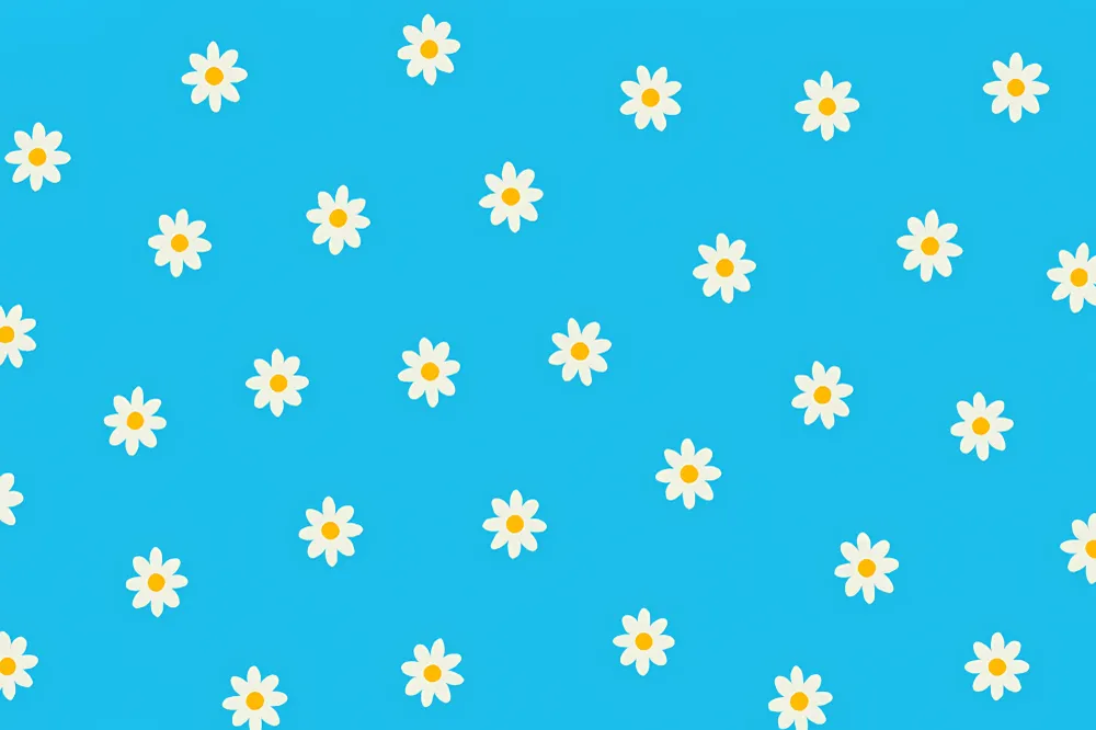 Tapet barnerom | Hvite blomster på blå bakgrunn