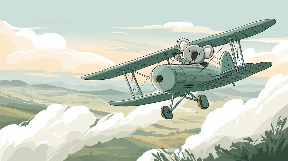 Tapet barnerom | En koala flyr et fly i skyene
