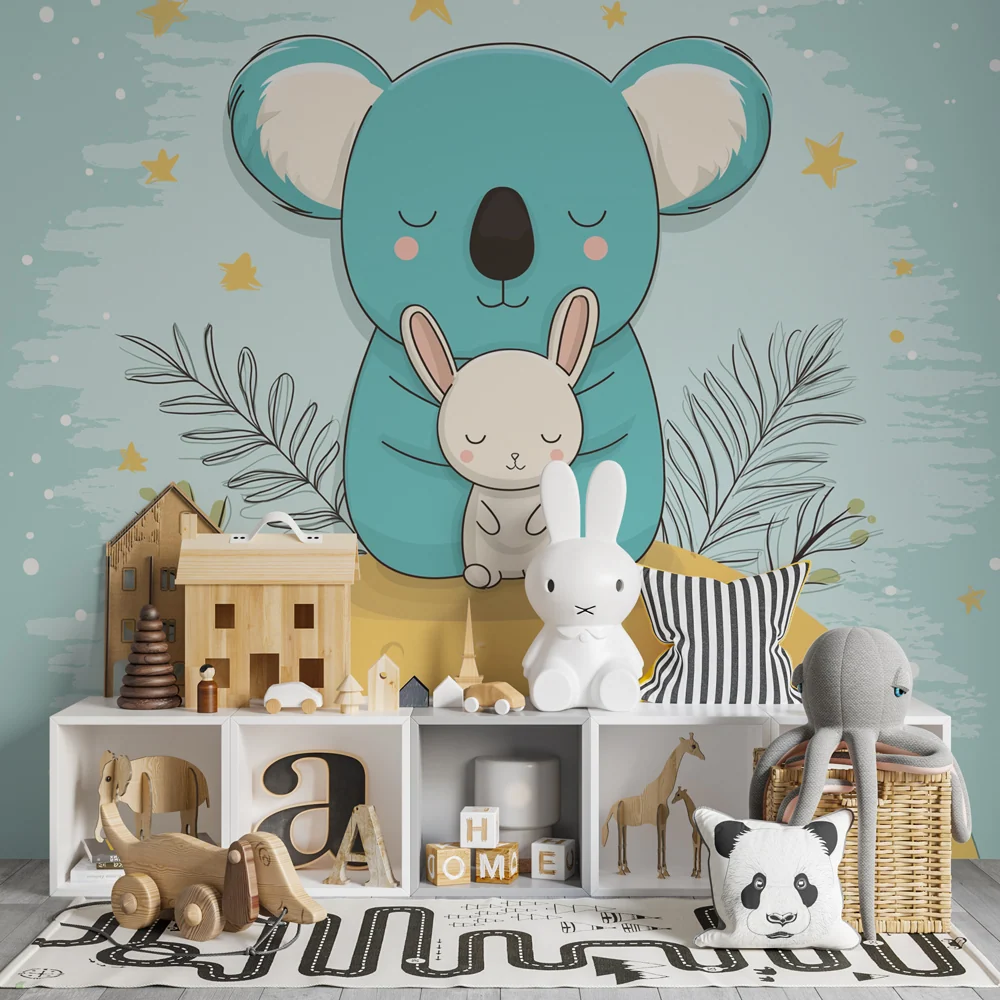 Tapet barnerom | Koala og kanin under stjernene