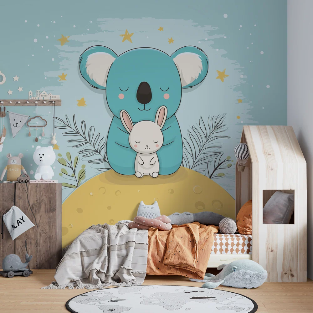 Tapet barnerom | Koala og kanin under stjernene