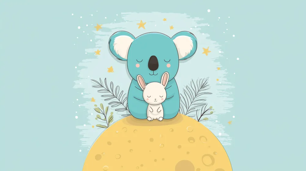 Tapet barnerom | Koala og kanin under stjernene