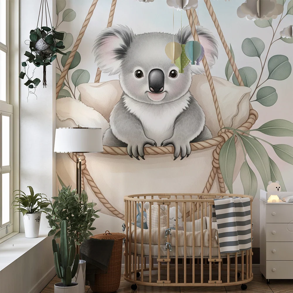 Tapet barnerom | Søt koala i en kurv