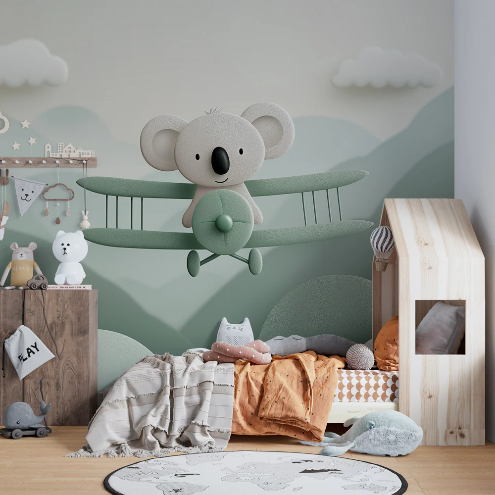 Tapet barnerom | Koala pilot og fjellandskap