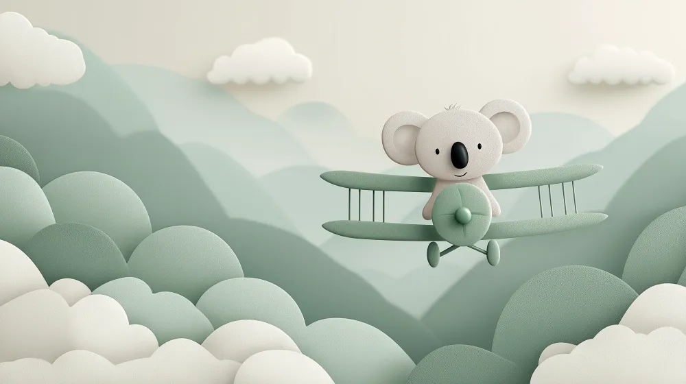 Tapet barnerom | Koala pilot og fjellandskap