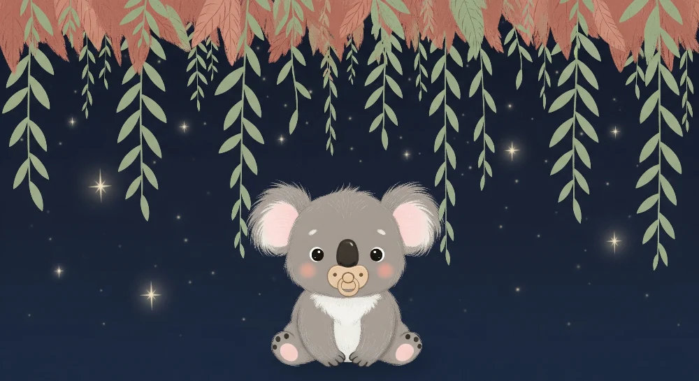 Tapet barnerom | Søt koala under stjernene