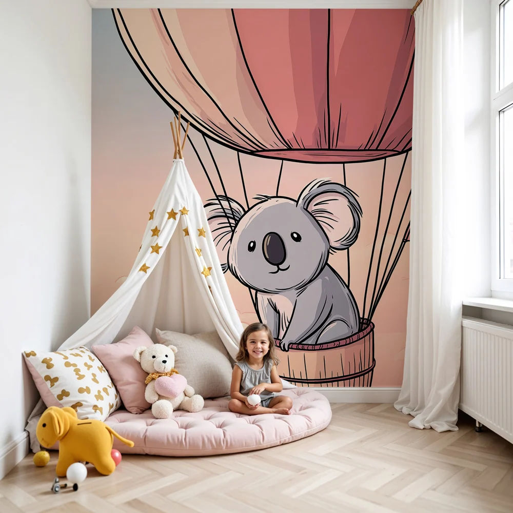 Tapet barnerom | Koala i varmluftballong
