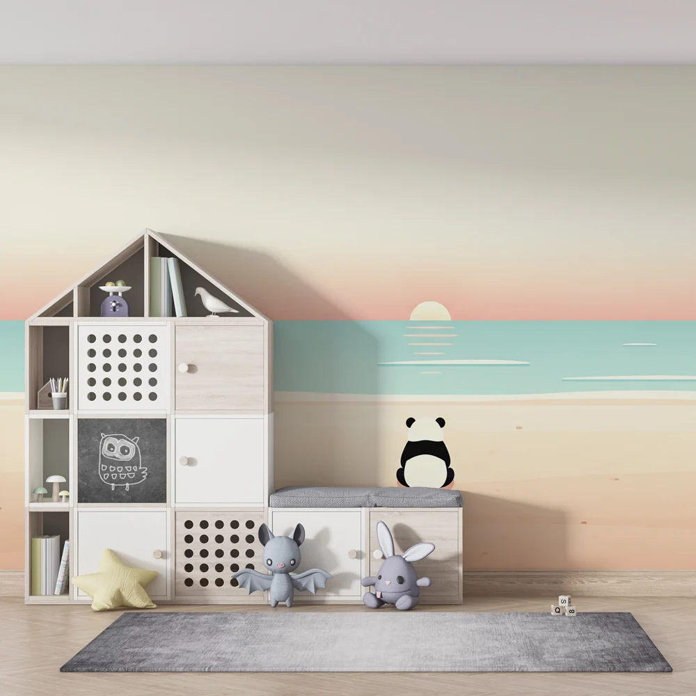 Tapet barnerom | Kontemplativ panda ved havet