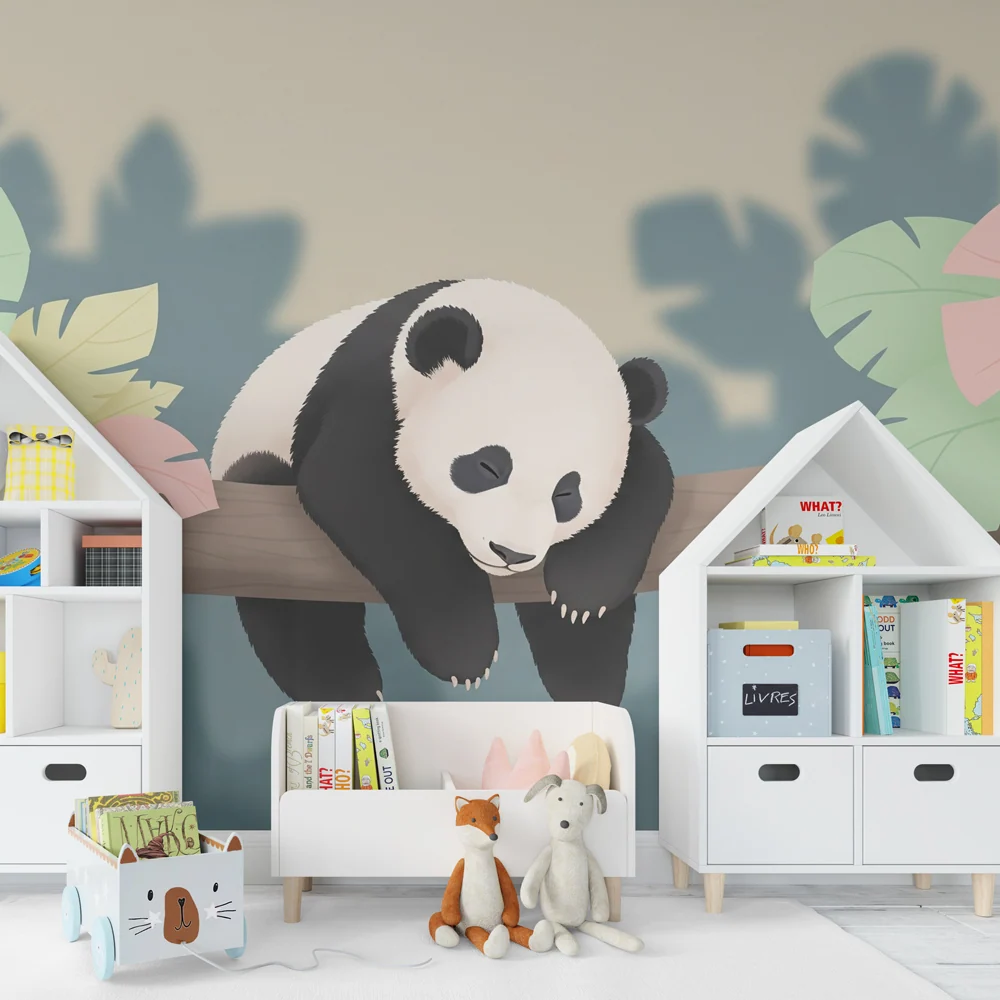 Tapet barnerom | Late panda i jungelen
