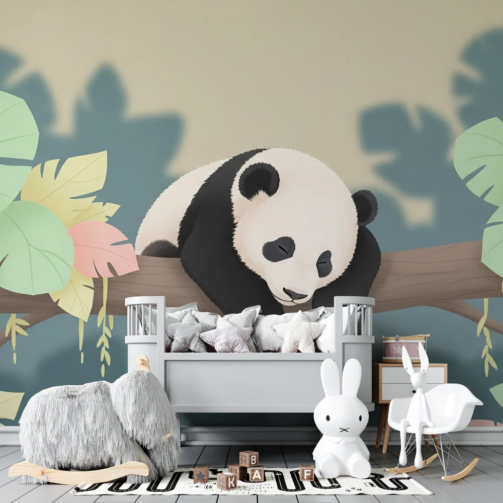 Tapet barnerom | Late panda i jungelen