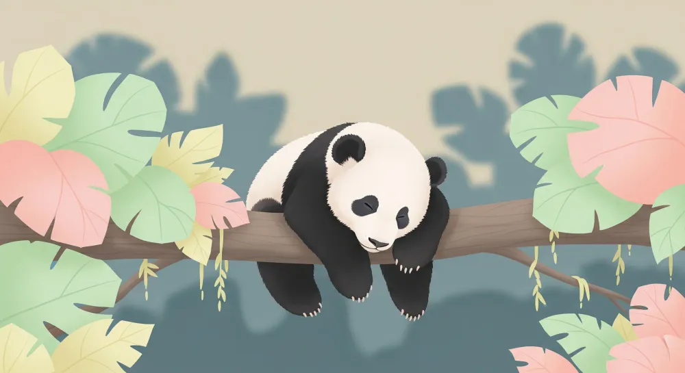 Tapet barnerom | Late panda i jungelen
