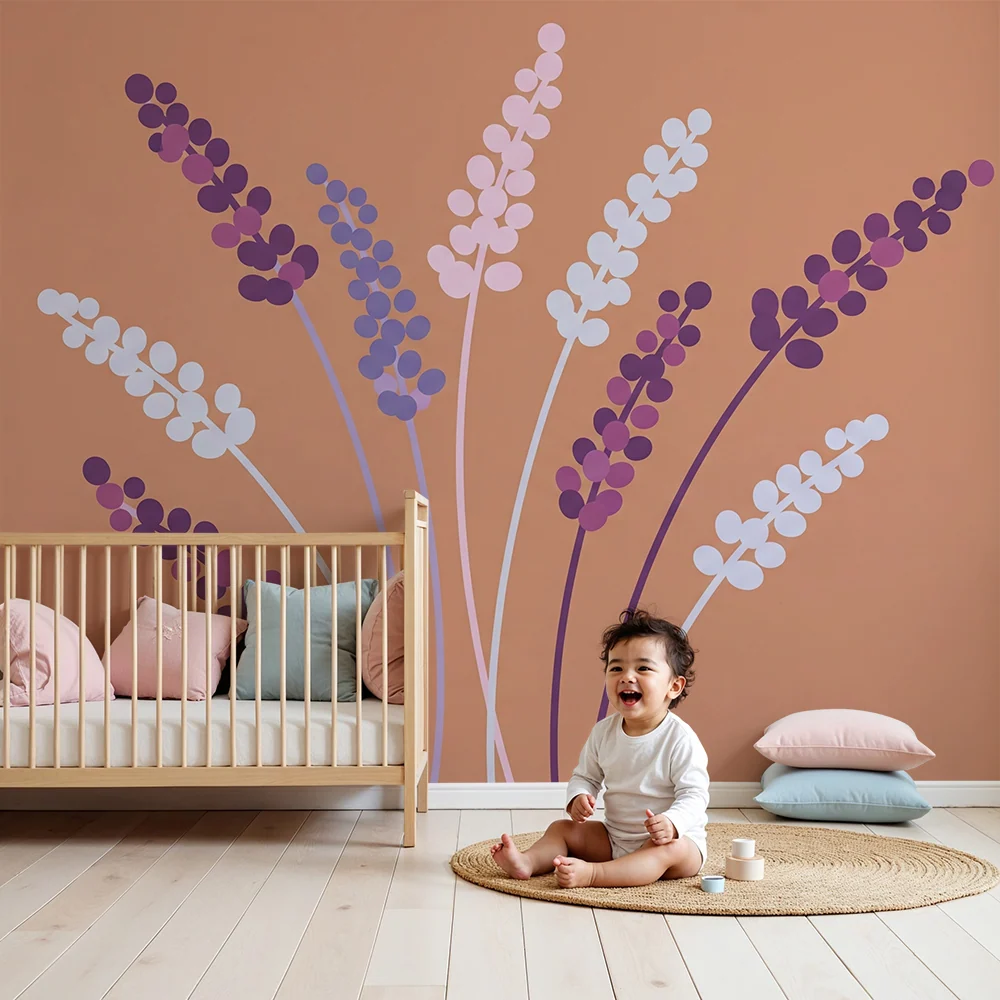 Tapet barnerom | Lavendelblomster på myk bakgrunn