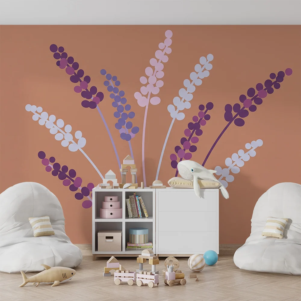 Tapet barnerom | Lavendelblomster på myk bakgrunn