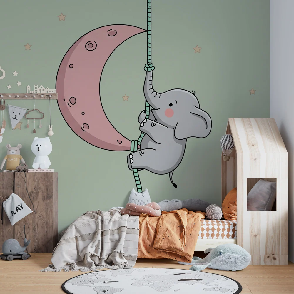 Tapet barnerom | Leken elefant på månen