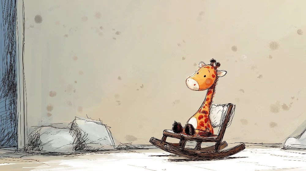 Tapet barnerom | Leken giraff på en trehuske