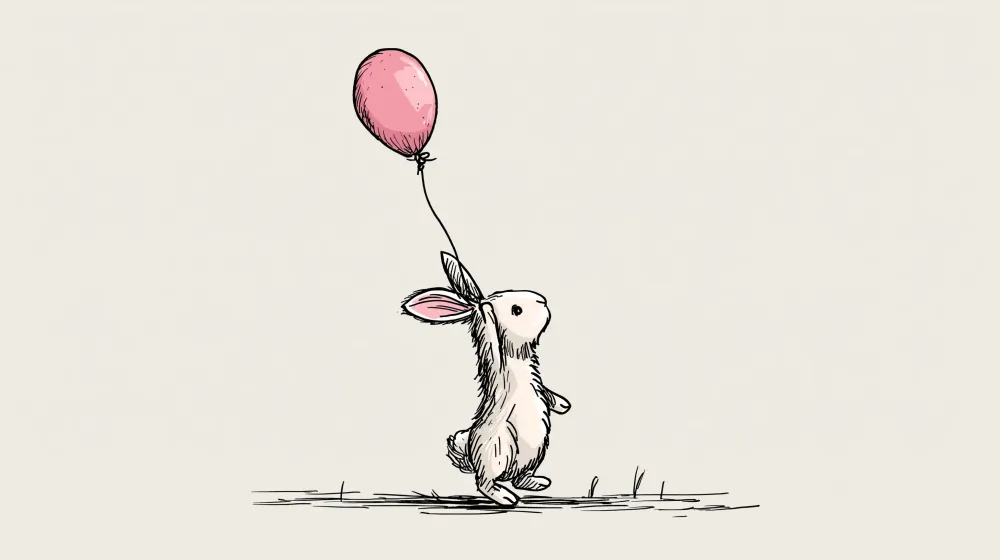 Tapet barnerom | Leken kanin med rosa ballong