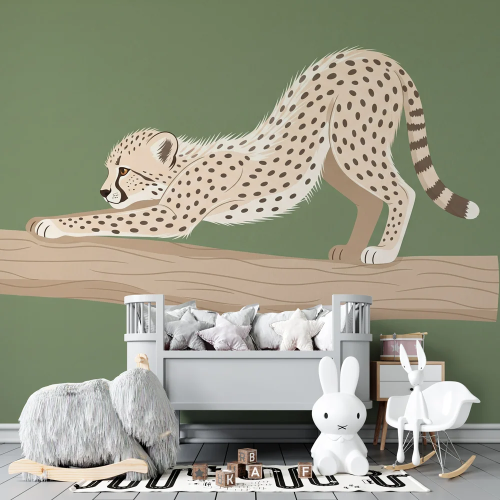 Tapet barnerom | Leken leopard på en gren