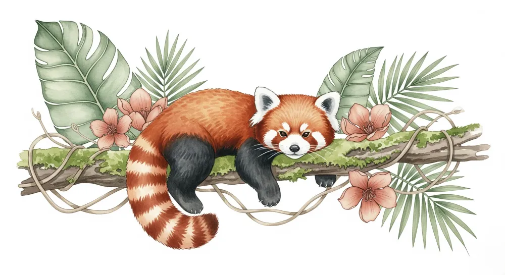 Tapet barnerom | Leken rød panda i jungelen