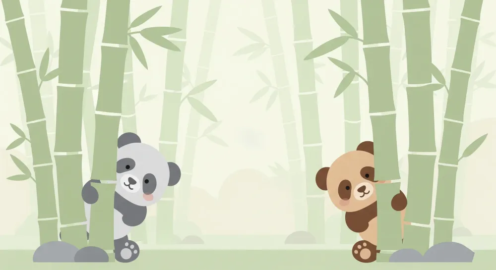 Tapet barnerom | Leken panda midt blant bambus