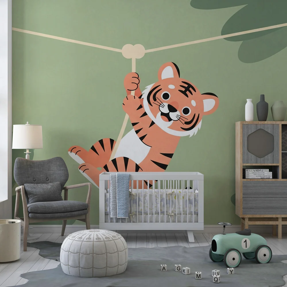Tapet barnerom | Leken tiger i jungelen