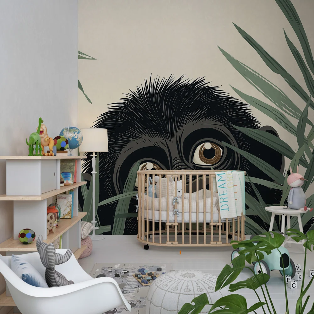 Tapet barnerom | Liten gorilla skjult i jungelen