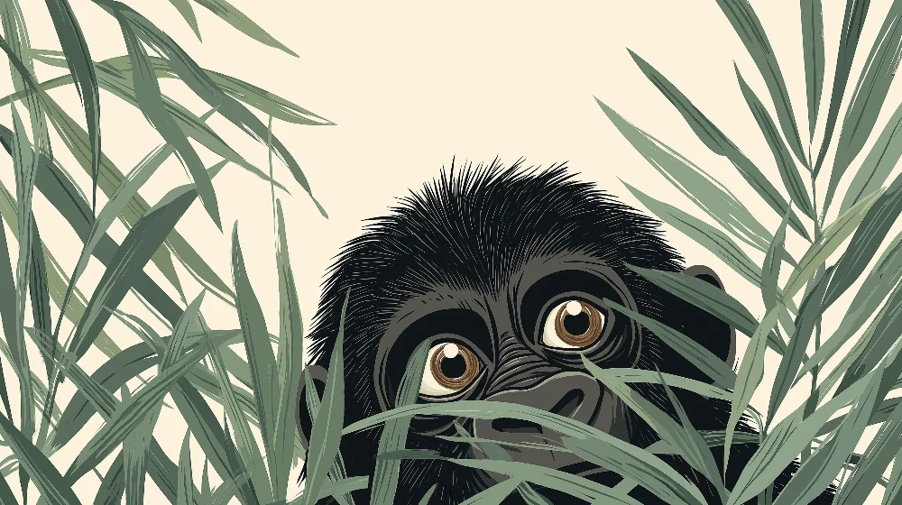 Tapet barnerom | Liten gorilla skjult i jungelen