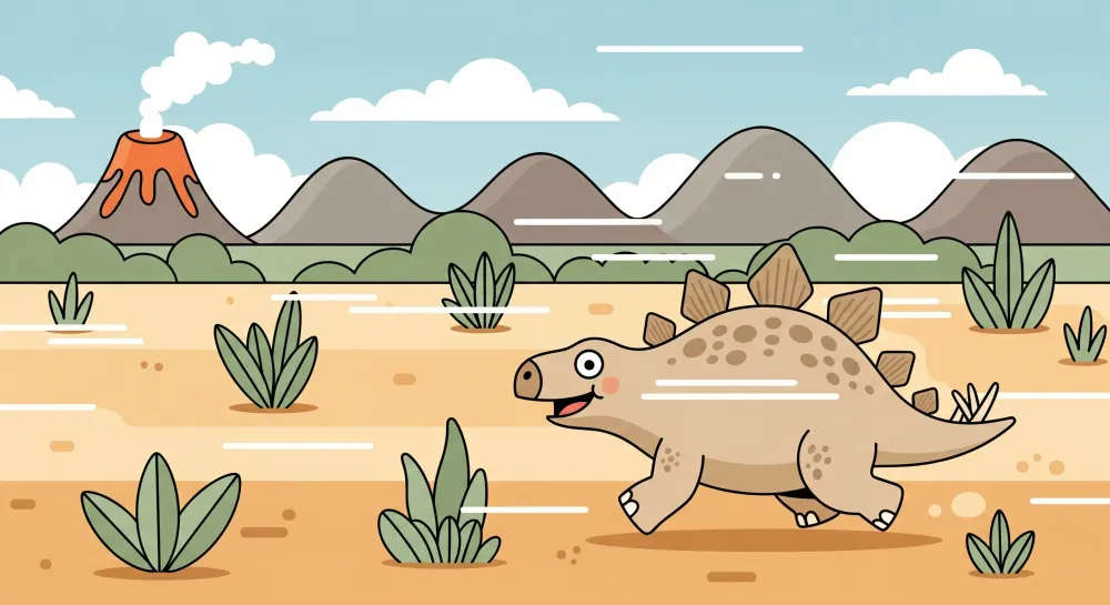 Tapet barnerom | Lykkelig dinosaur og prehistorisk landskap