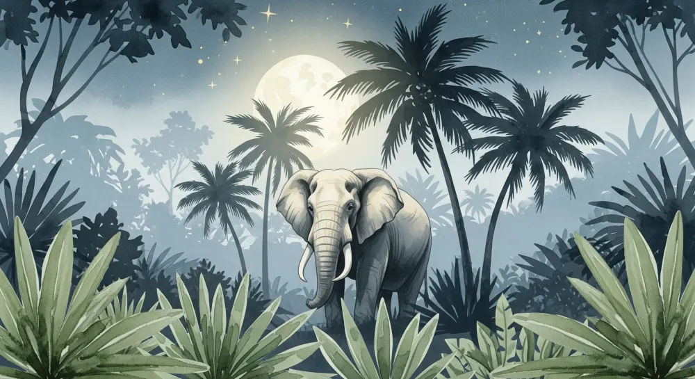Tapet barnerom | Majestetisk elefant under månen