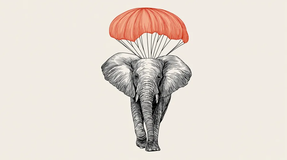 Tapet barnerom | Morsom fallskjerm-elefant