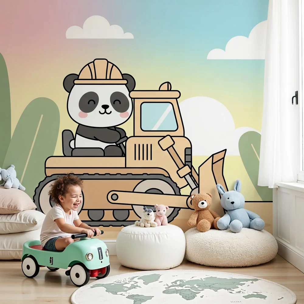Tapet barnerom | Panda bygger i jungelen