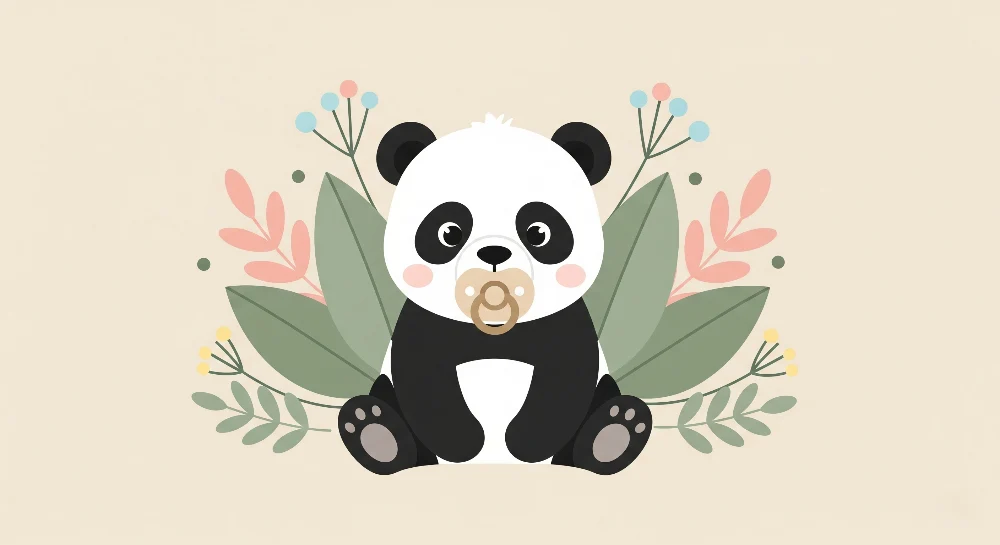 Tapet barnerom | Søt panda og pastellblomster
